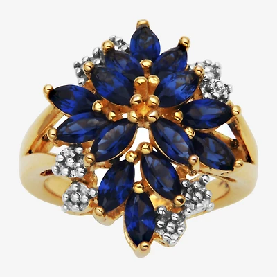 14K Gold over Silver Lab-Created Gemstone Flower Ring
