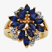 14K Gold over Silver Lab-Created Gemstone Flower Ring