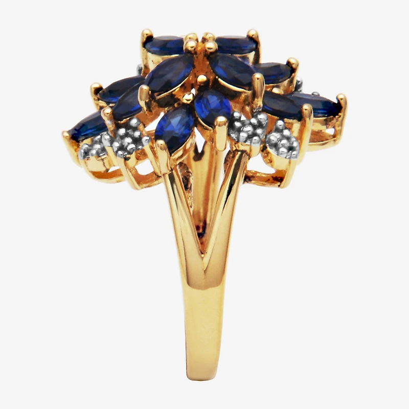 14K Gold over Silver Lab-Created Gemstone Flower Ring