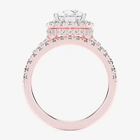(G-H / Si1-Si2) Womens 4 1/4 CT. T.W. Lab Grown White Diamond 14K Gold Pear Side Stone Halo Bridal Set