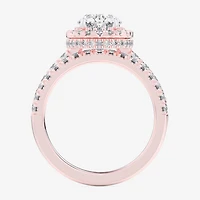 G-H / Si1-Si2) Womens / CT. T.W. Lab Grown White Diamond 14K Gold Oval Side Stone Halo Bridal Set