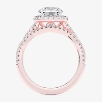 (G-H / Si1-Si2) Womens 2 3/4 CT. T.W. Lab Grown White Diamond 14K Gold Round Side Stone Halo Bridal Set