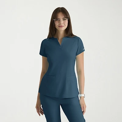 Skechers Skt259 Coast 2-Pocket Top Womens V Neck Short Sleeve Tag Free Stretch Fabric Moisture Wicking Scrub