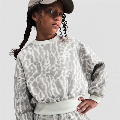 Nike Club Big Kid Girls Crew Neck Fleece Long Sleeve Sweatshirt