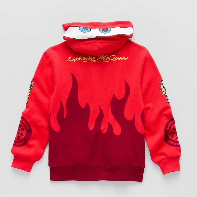 Disney Collection Little & Big Kid Boys Long Sleeve Embroidered Cars Fleece Zipper Hoodie
