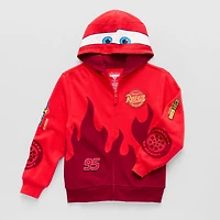 Disney Collection Little & Big Kid Boys Long Sleeve Embroidered Cars Fleece Zipper Hoodie