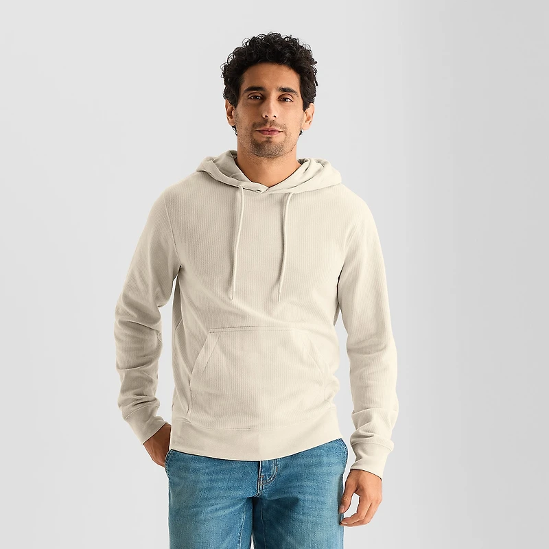 St. John's Bay Pique Mens Long Sleeve Fleece Hoodie