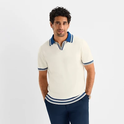 Stafford Johnny Collar Mens Short Sleeve Polo Sweater