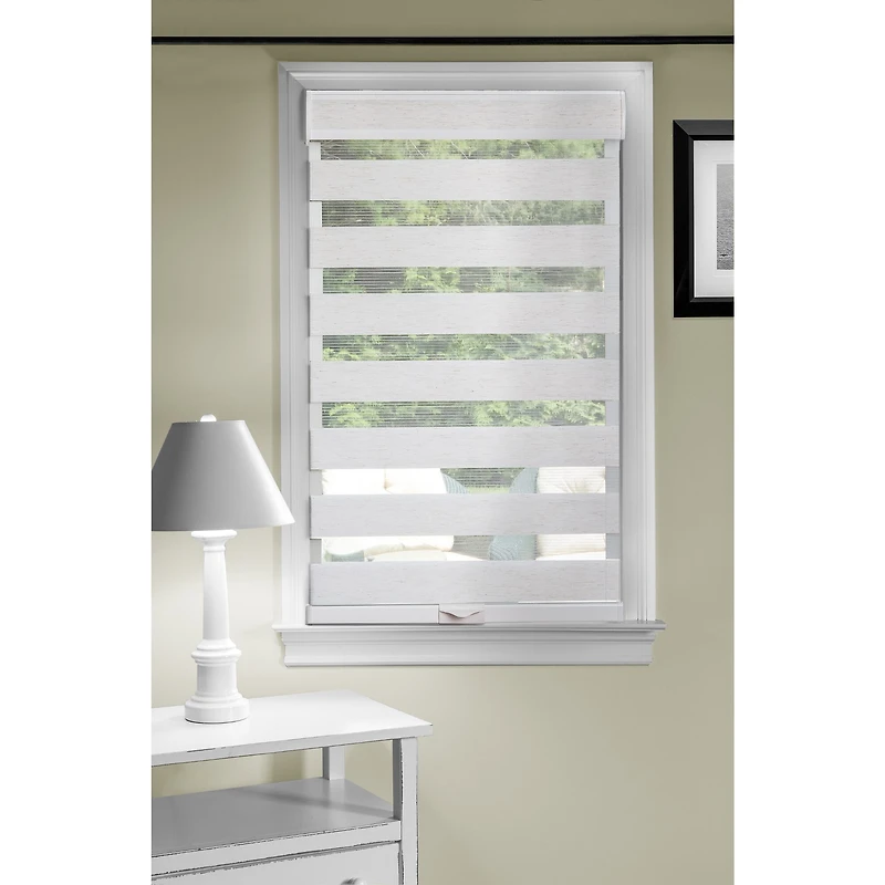 Cordless Celestial Sheer Double-Layered White Zebra Shade 39X72