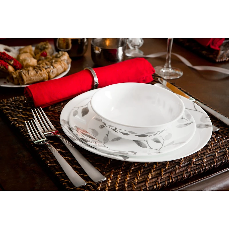 Corelle Boutique 12-pc Misty Leaves Dinnerware Set
