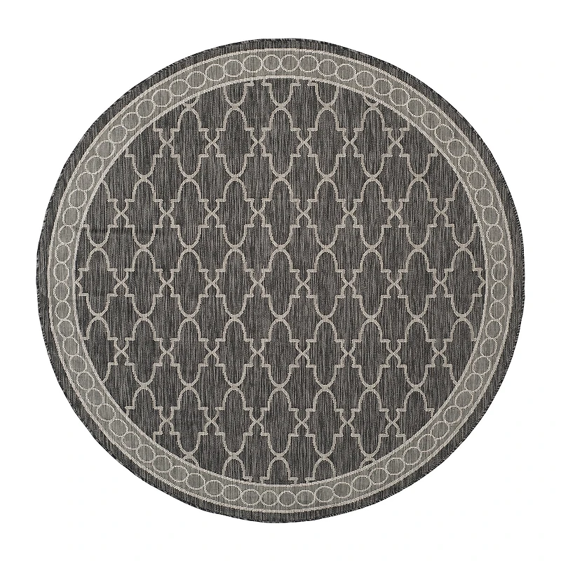 Safavieh Courtyard Collection Keeley Geometric Indoor/Outdoor Round Area Rug