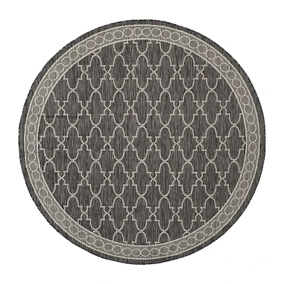 Safavieh Courtyard Collection Keeley Geometric Indoor/Outdoor Round Area Rug