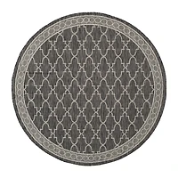 Safavieh Courtyard Collection Keeley Geometric Indoor/Outdoor Round Area Rug