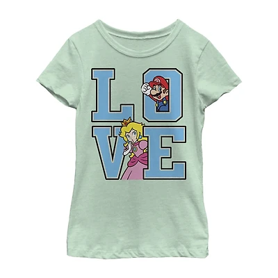 Little & Big Kid Girls Crew Neck Short Sleeve Regular Fit Super Mario Graphic T-Shirt