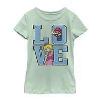 Little & Big Kid Girls Crew Neck Short Sleeve Regular Fit Super Mario Graphic T-Shirt