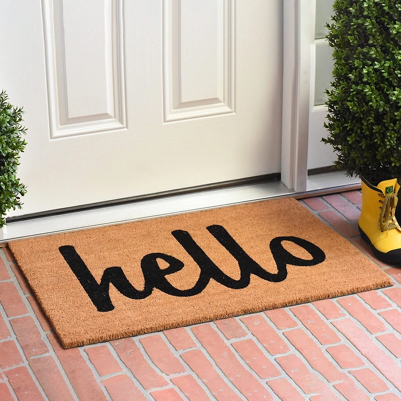Calloway Mills Hello Coir Outdoor Rectangular Doormat