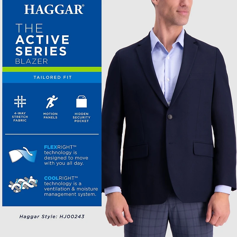 Haggar The Active Series Tailored Mens Stretch Fabric Regular Fit Sport Coat