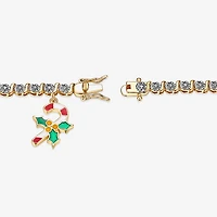 Sparkle Allure Candy Cane Charm Womens Natural White Diamond Accent 14K Gold Over Brass 7.25 Inch Tennis Bracelet