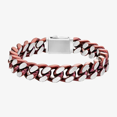 Mens Stainless Steel Solid Curb Chain Bracelet