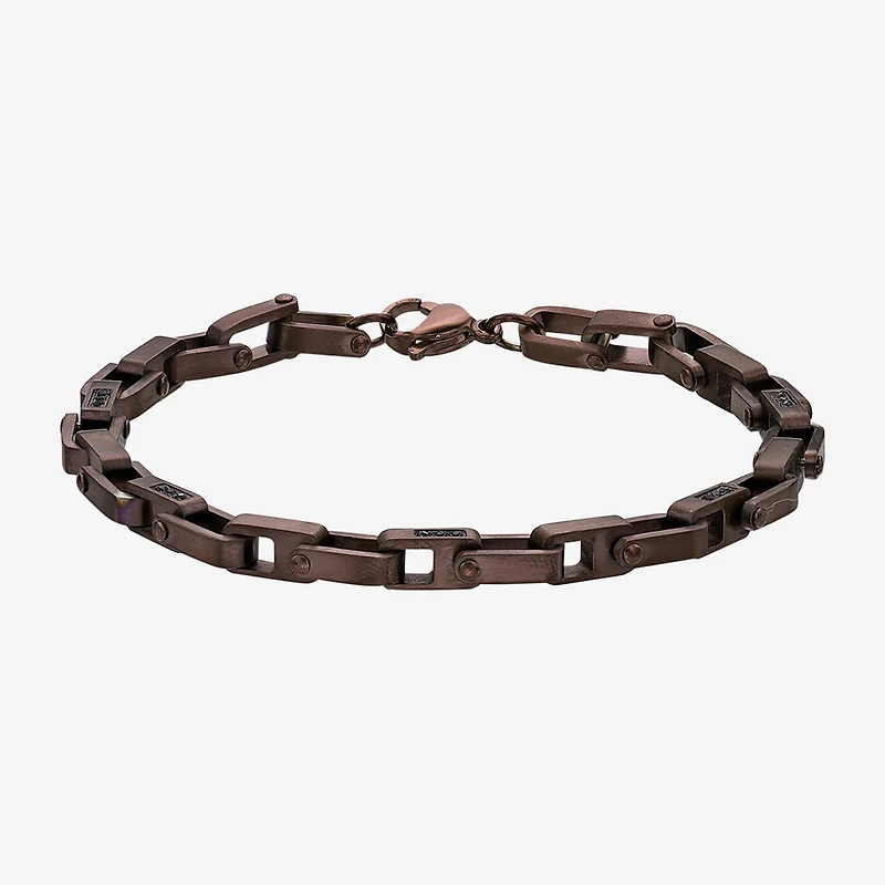 Mens Stainless Steel 8 1/2 Inch Solid Link Chain Bracelet