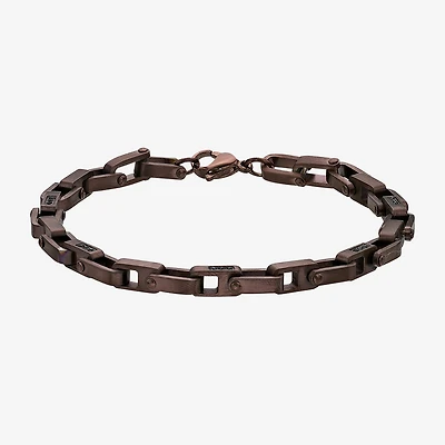 Mens Stainless Steel 8 1/2 Inch Solid Link Chain Bracelet