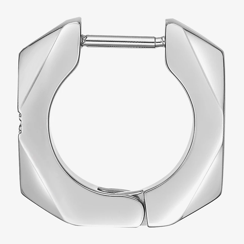 Mens Cubic Zirconia Stainless Steel 14mm Hoop Earrings