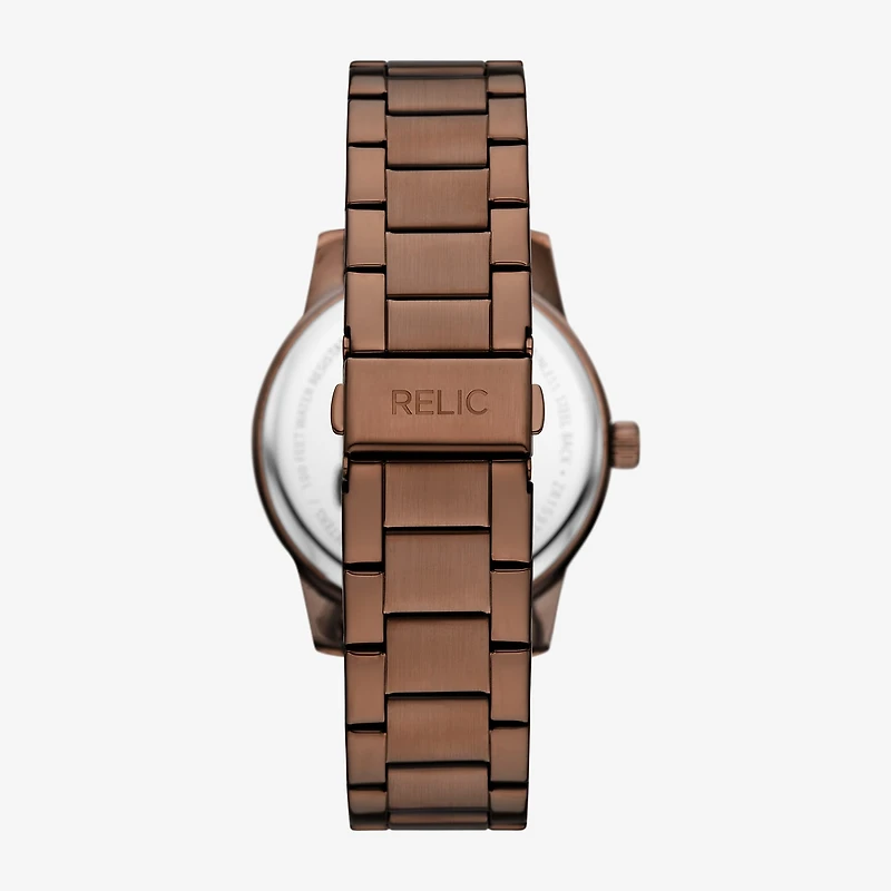 Relic By Fossil Rutherford Mens Multi-Function Brown Stainless Steel Bracelet Watch Zr15978