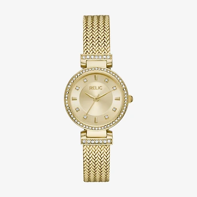 Relic By Fossil Savannah Womens Gold Tone Stainless Steel Bracelet Watch Zr34576