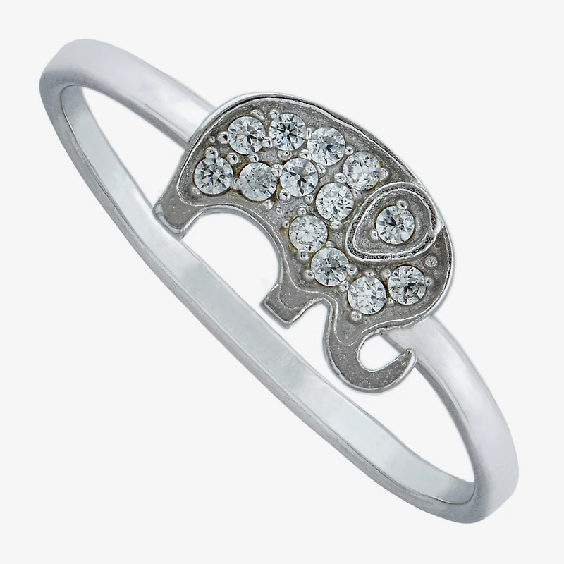 Silver Treasures Womens Cubic Zirconia Sterling Silver Band