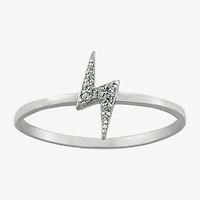 Silver Treasures Womens Cubic Zirconia Sterling Silver LIghtning Bolt Band
