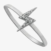 Silver Treasures Womens Cubic Zirconia Sterling Silver LIghtning Bolt Band