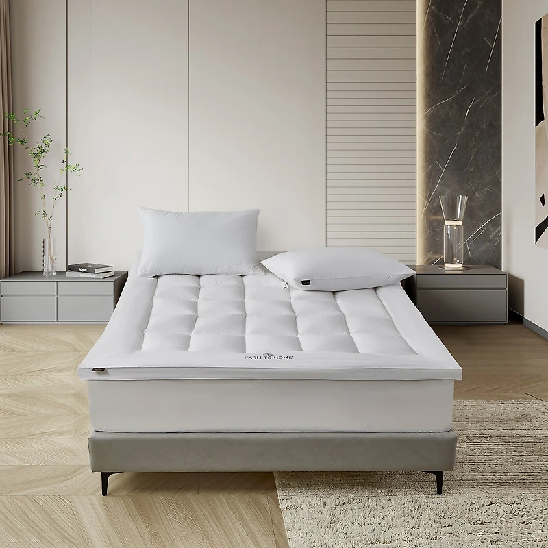 Farm To Home Organic Blended Cotton Down Alternative Mattress Pad