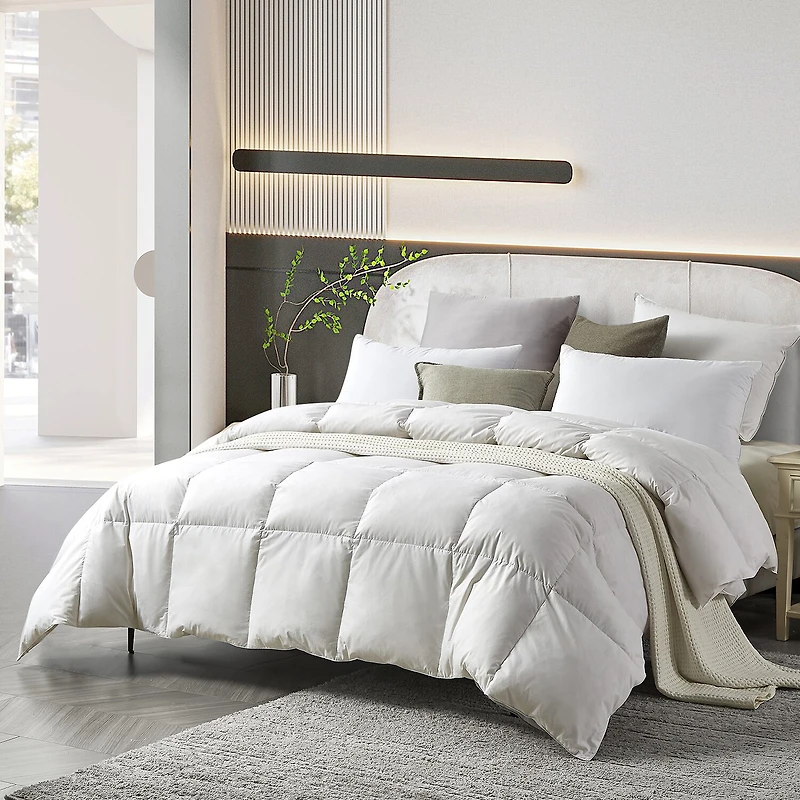Farm To Home Organic Blended Cotton White Feather And Down Comforter - Medium Warmth