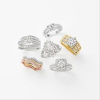 Sparkle Allure Split Shank Solitaire Womens Cubic Zirconia Pure Silver Over Brass Round Engagement Ring