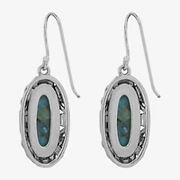Womens Enhanced Blue Turquoise Sterling Silver Drop Earrings