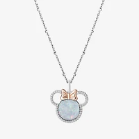 Disney Jewels Collection Womens 1/8 CT. T.W. Lab Created Diamond with Gemstone 14K Two Tone Gold Over Silver Minnie Mouse Pendant Necklace