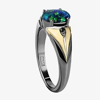 Marvel Fine Jewelry Womens Diamond Accent Lab Created Green Opal 14K Gold Over Silver Sterling Silver Oval Loki Marvel Cocktail Ring