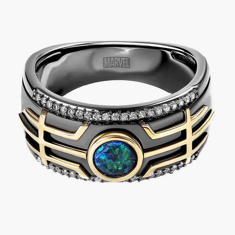 Mens 1/6 CT. T.W. Lab Created Green Opal 14K Gold Over Silver Sterling Silver Loki Marvel Band