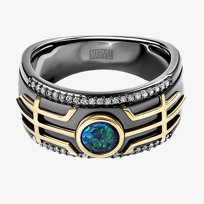 Mens 1/6 CT. T.W. Lab Created Green Opal 14K Gold Over Silver Sterling Silver Loki Marvel Band
