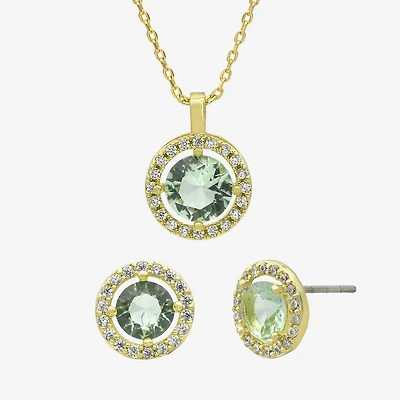 Sparkle Allure Womens Green Cubic Zirconia 14K Gold Over Brass Round 2-pc. Jewelry Set