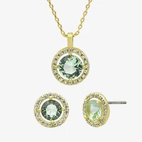 Sparkle Allure Womens Green Cubic Zirconia 14K Gold Over Brass Round 2-pc. Jewelry Set