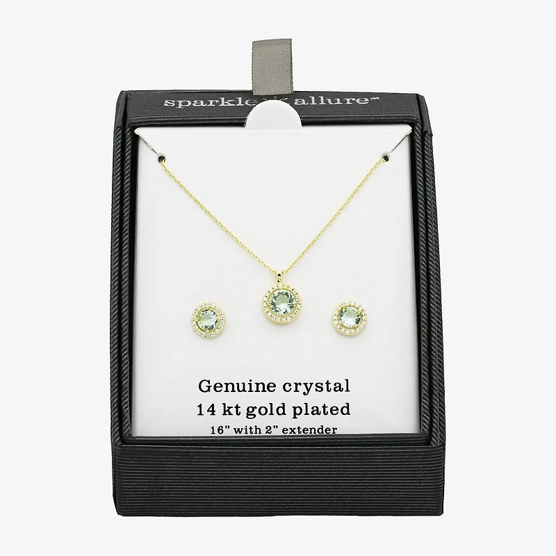 Sparkle Allure Womens Green Cubic Zirconia 14K Gold Over Brass Round 2-pc. Jewelry Set
