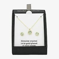 Sparkle Allure Womens Green Cubic Zirconia 14K Gold Over Brass Round 2-pc. Jewelry Set