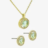 Sparkle Allure Womens Green Cubic Zirconia 14K Gold Over Brass Round 2-pc. Jewelry Set