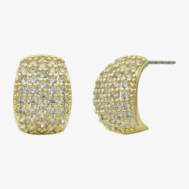 Sparkle Allure Womens Cubic Zirconia 14K Gold Over Brass 11mm Hoop Earrings