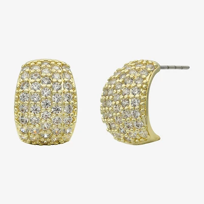 Sparkle Allure Womens Cubic Zirconia 14K Gold Over Brass 11mm Hoop Earrings