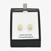 Sparkle Allure Womens Cubic Zirconia 14K Gold Over Brass 11mm Hoop Earrings