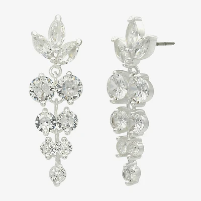 Sparkle Allure Cascade Womens Cubic Zirconia Pure Silver Over Brass Marquise Drop Earrings