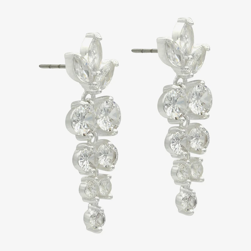 Sparkle Allure Cascade Womens Cubic Zirconia Pure Silver Over Brass Marquise Drop Earrings