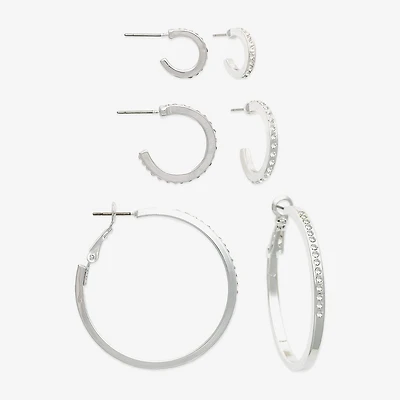 Mixit Womens Glass 3 Pair Earring Set